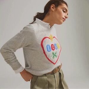Nathalie Lete cashmere Love sweater for Anthropologie.